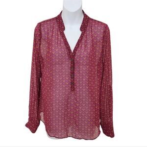 A.N.A Chevron Print Roll-tab Sleeve Blouse Size M